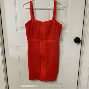 Thalia Sodi Orange Eyelet Design Strap Dress Sz M
